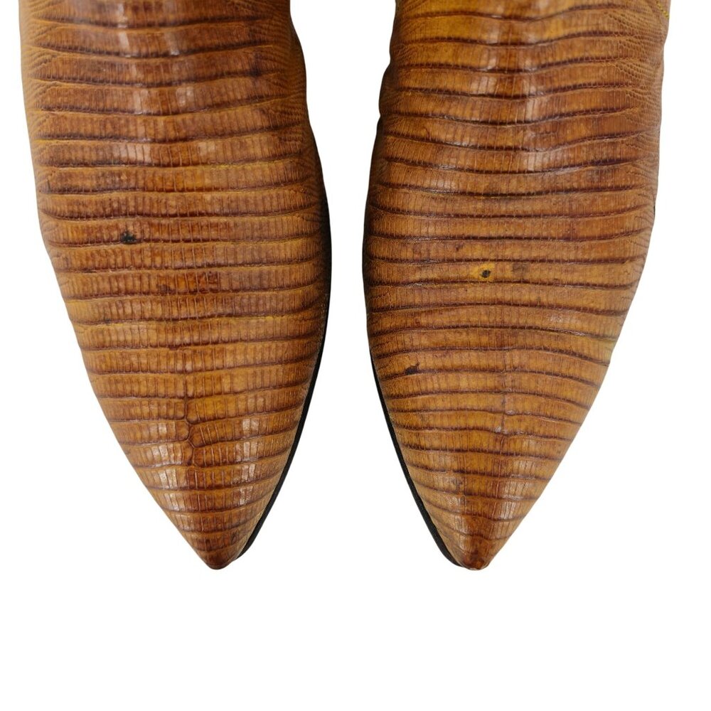 Stunning Womens 8C Smiths Aspen Honey Brown Lizard Cowboy Western Boots Exotic - Picture 9 of 16